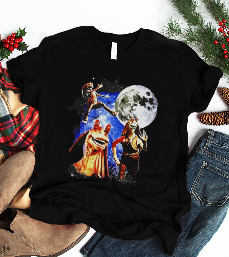 Jar Jar Binks Star Wars Gungan Moon And Space Adventure T-Shirt