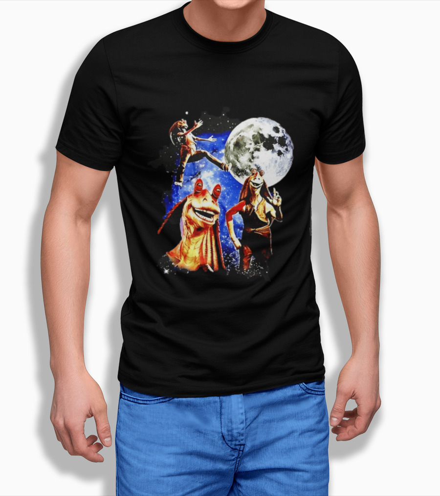 Jar Jar Binks Star Wars Gungan Moon And Space Adventure T-Shirt