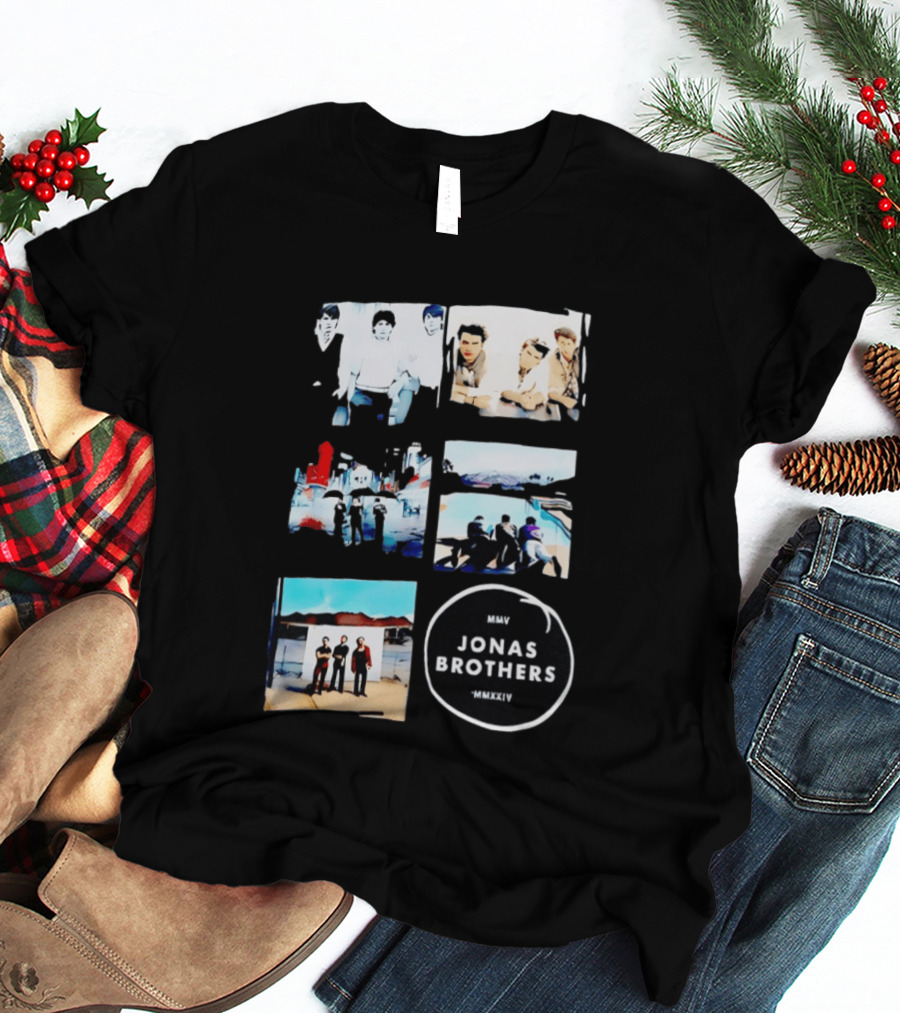 Jonas Brothers Collage MMV MMXXIV Music Band Photos Collection T-Shirt