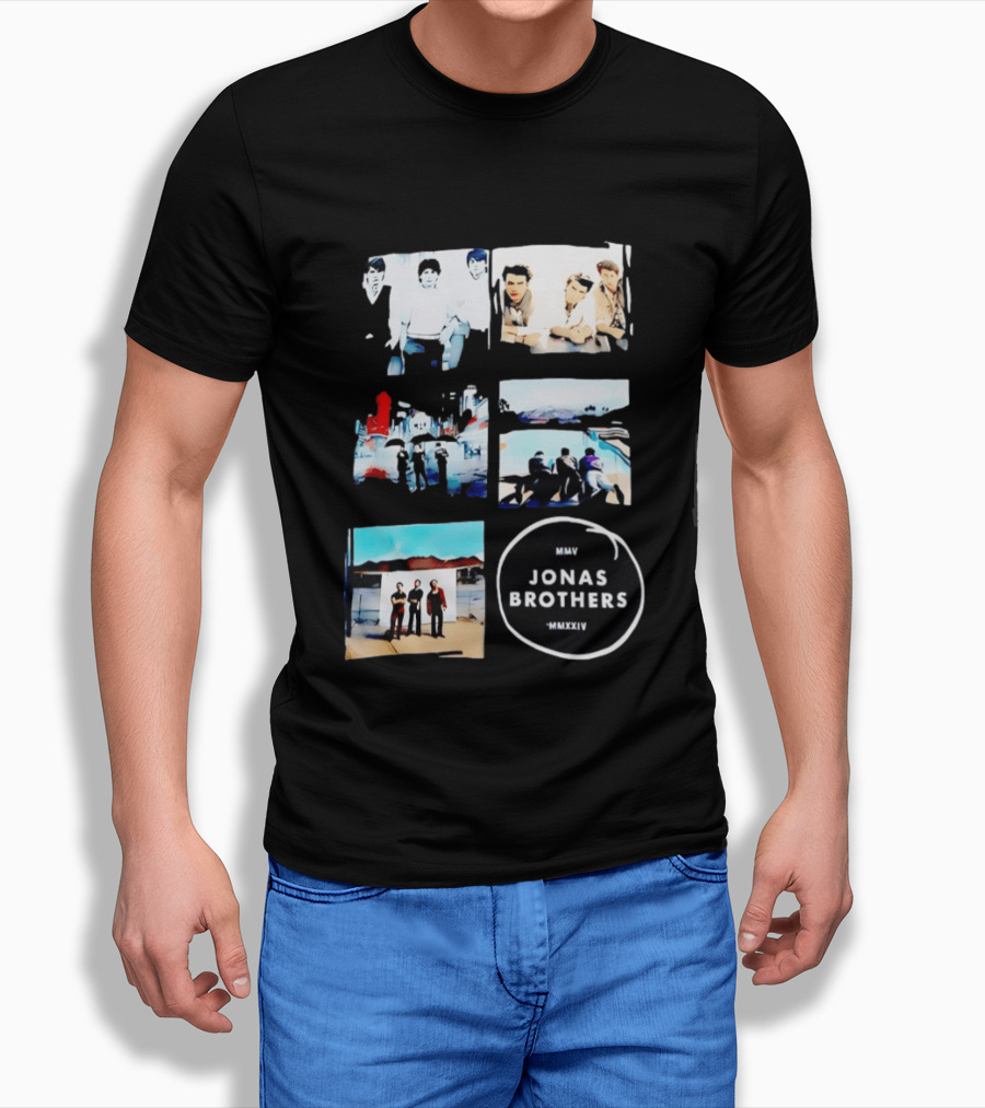 Jonas Brothers Collage MMV MMXXIV Music Band Photos Collection T-Shirt