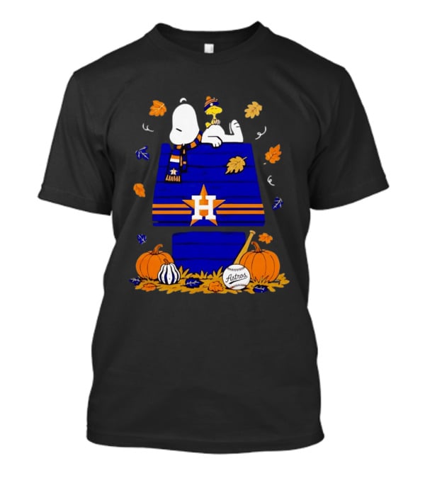 Snoopy Woodstock Houston Astros Fall Baseball Halloween Pumpkins T-Shirt