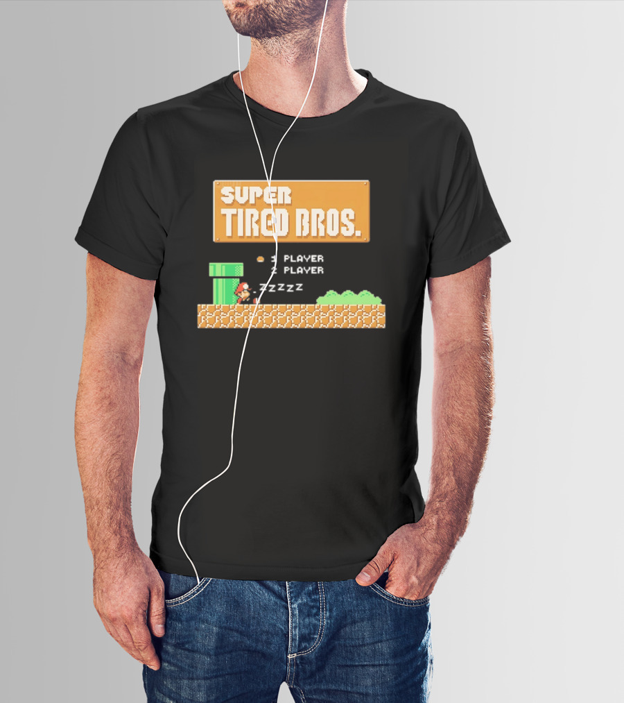 Super Tired Bros Sleepy ZZZZZ Mario 1 Player 2 Player T-Shirt