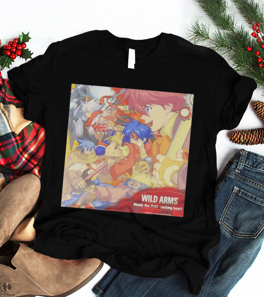 Wild Arms Music The Best Rocking Heart 2006 Anime Characters Playing Guitar T-Shirt