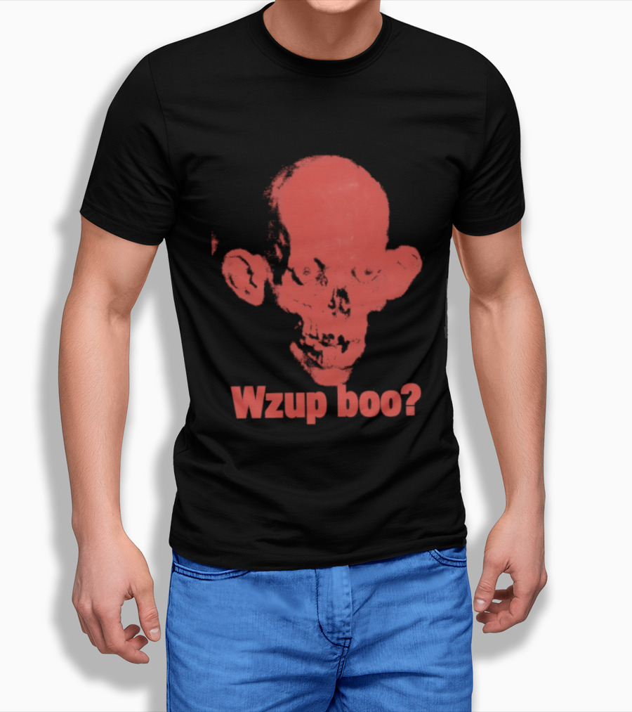 Wzup Boo Creepy Skull Horror Spooky T-Shirt