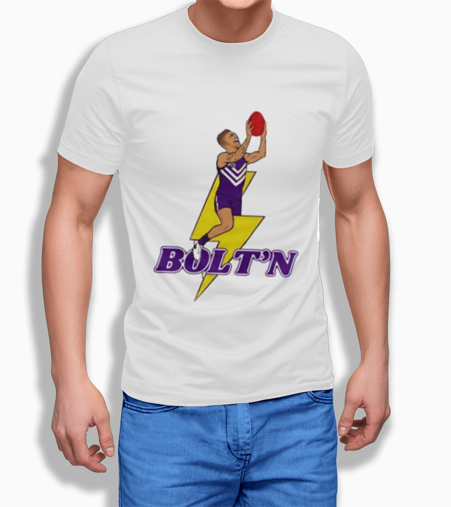 Bolt'n High Flying Australian Football Player AFL Footy T-Shirt