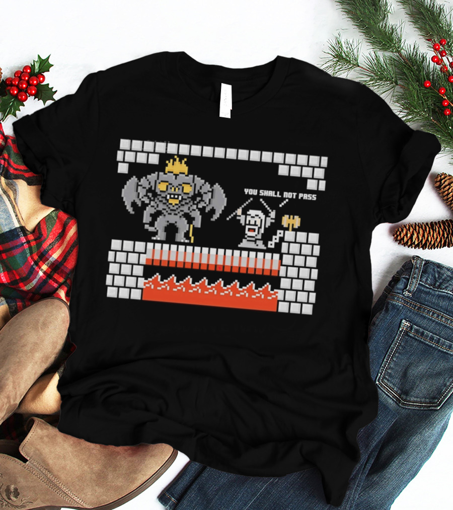 You Shall Not Pass Balrog Gandalf Pixel Retro Gaming T-Shirt