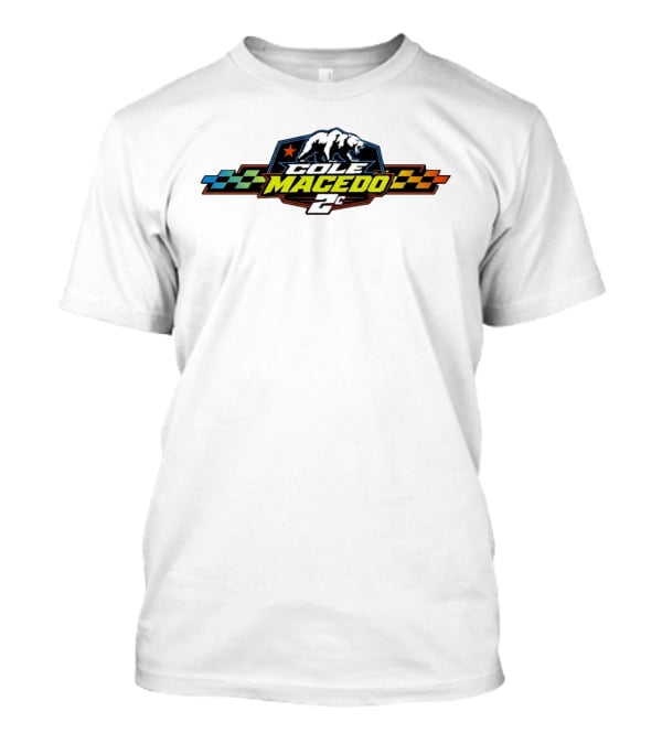 Cole Macedo 2C Racing Bear Emblem With Checkered Flags And Star T-Shirt