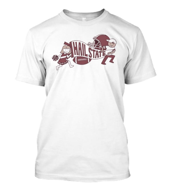 Hail State Mississippi State Spirit Run Cheerleader And Football Player T-Shirt