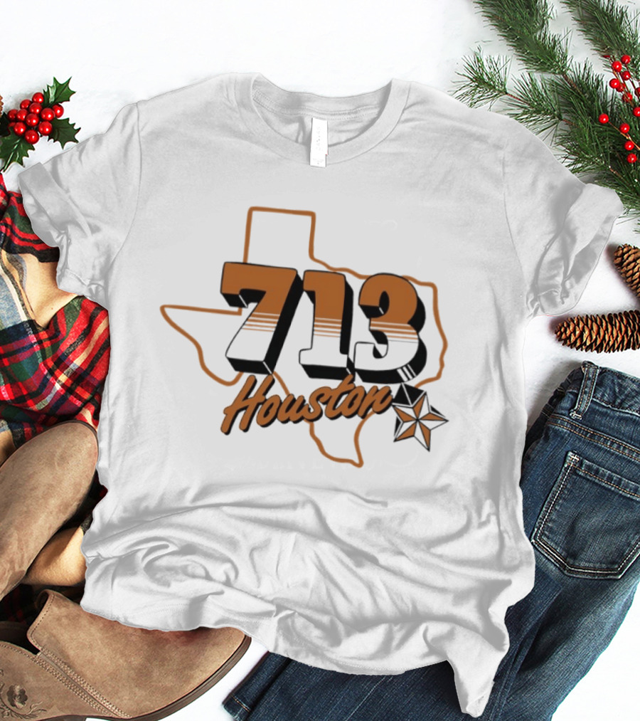 Houston 713 Texas Map Lone Star T-Shirt