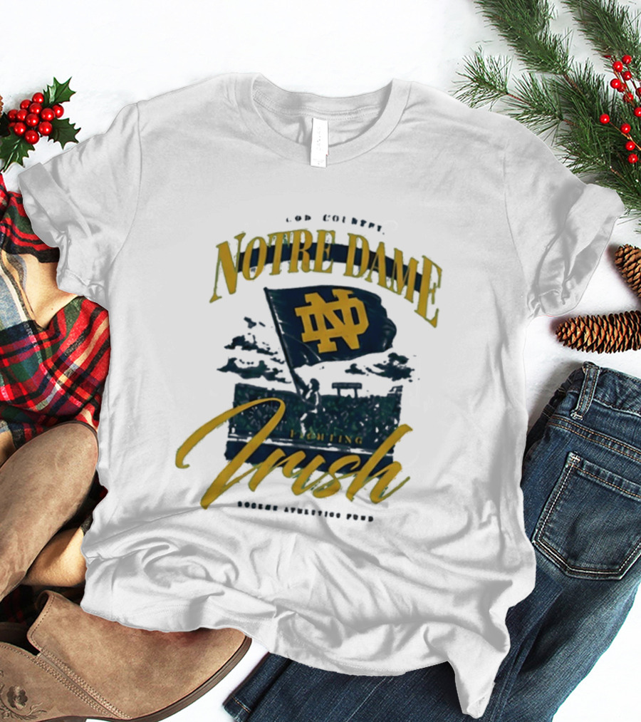 Notre Dame Fighting Irish God Country Rockne Athletics Fund ND Flag T-Shirt
