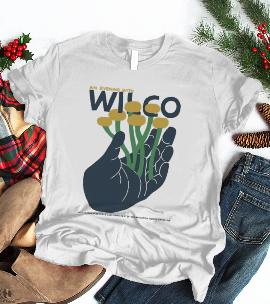 An Evening With Wilco Greenfield Lake Amphitheater 7 13 26 Wilmington NC Hand Flowers T-Shirt