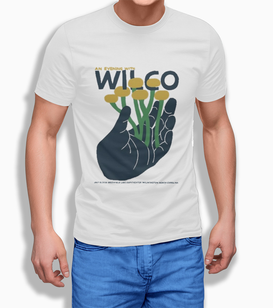 An Evening With Wilco Greenfield Lake Amphitheater 7 13 26 Wilmington NC Hand Flowers T-Shirt