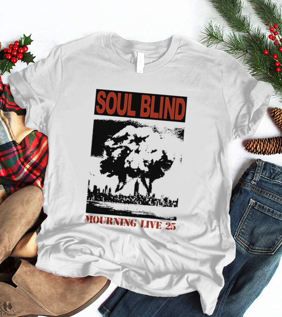Soul Blind Mourning Live 25 Mushroom Cloud Explosion Over City Skyline T-Shirt