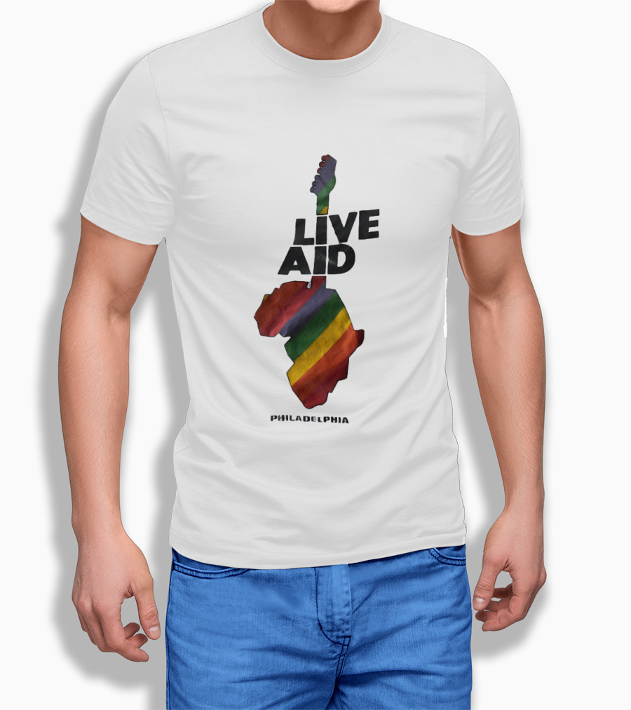 1985 Live Aid Rainbow Guitar Philadelphia Concert T-Shirt