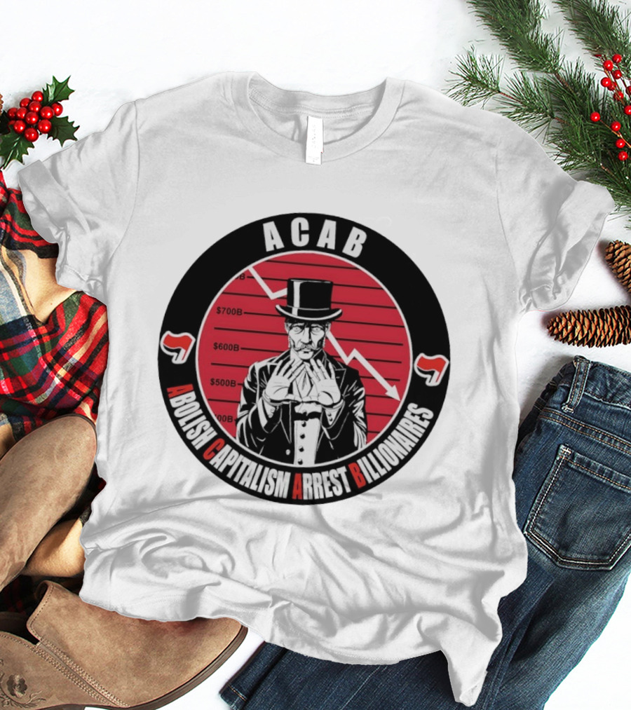 ACAB Abolish Capitalism Arrest Billionaires Monopoly Man Falling Stock Market T-Shirt