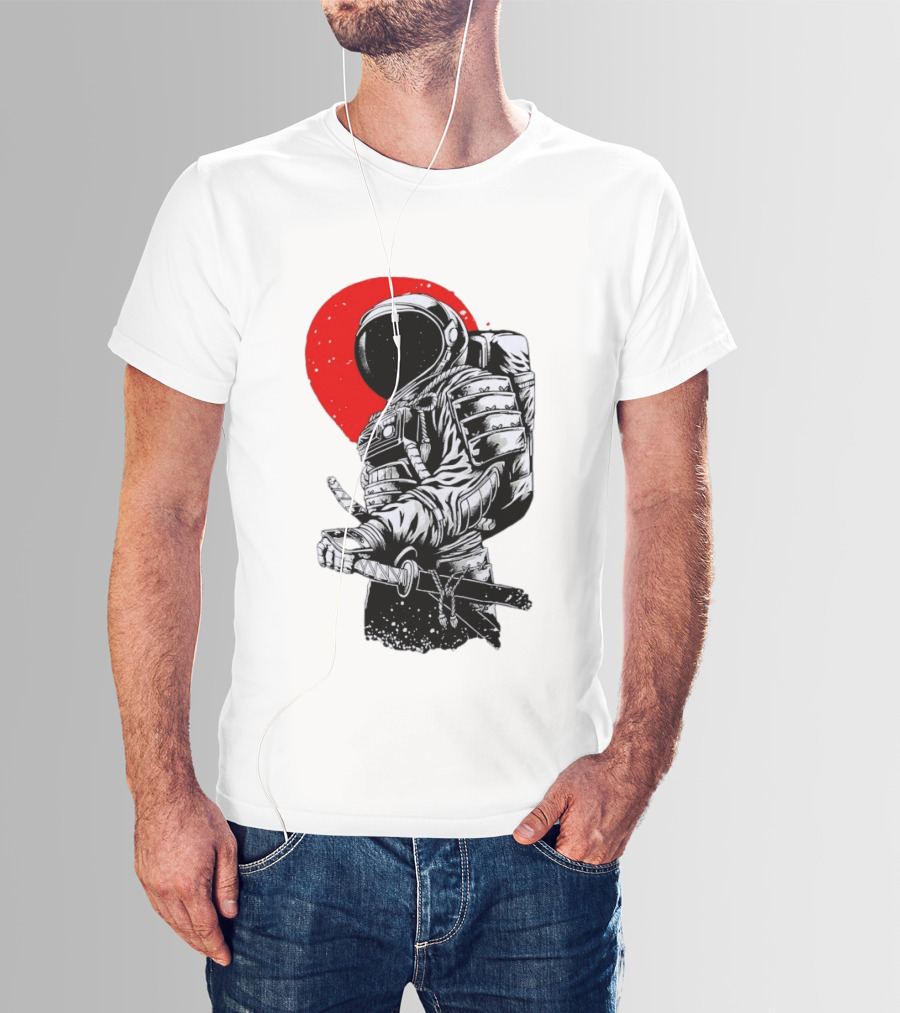 Astronaut Samurai Katana Sword Red Rising Sun T-Shirt