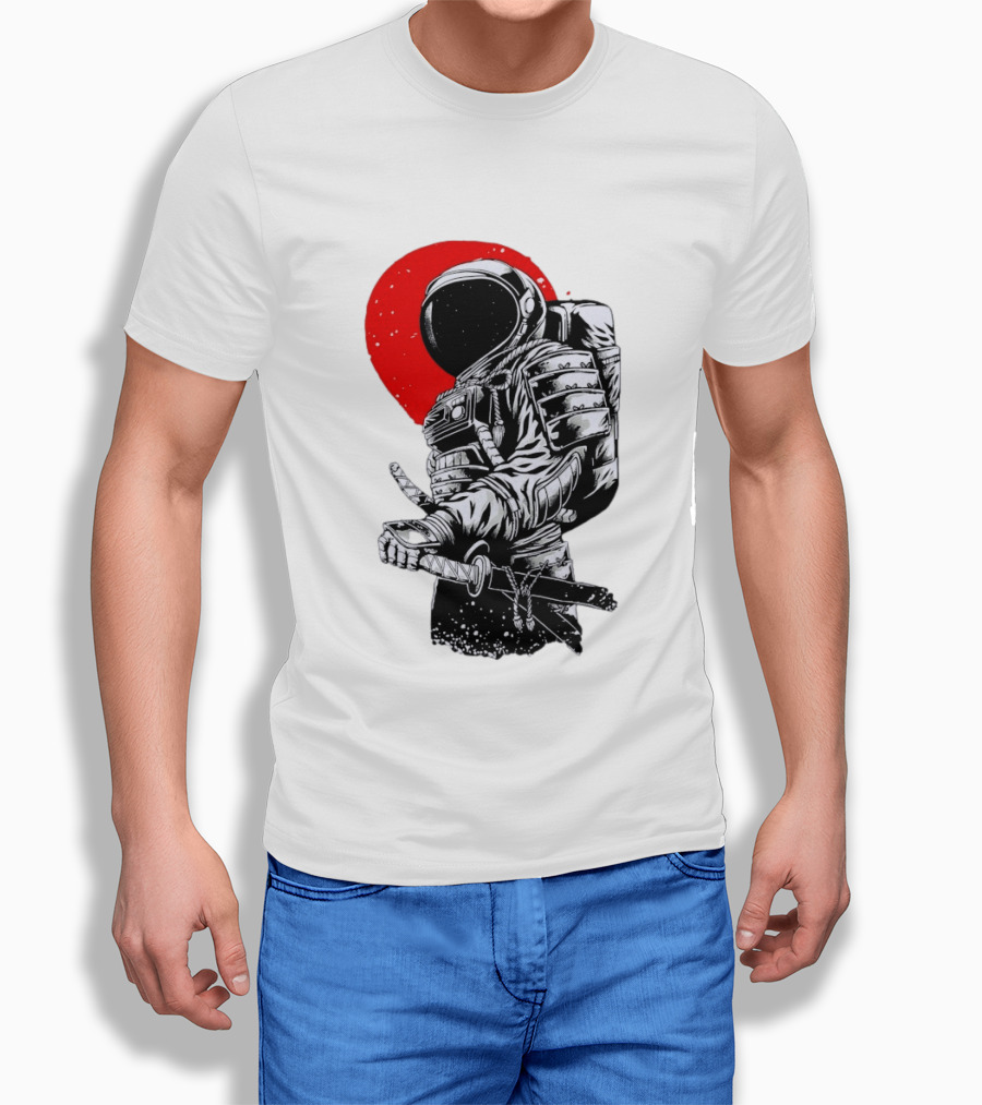 Astronaut Samurai Katana Sword Red Rising Sun T-Shirt