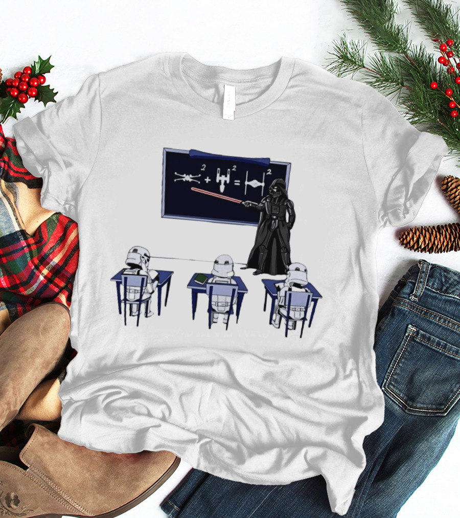 Darth Vader Teaching TIE Fighter Math To Stormtroopers Classroom Cartoon T-Shirt