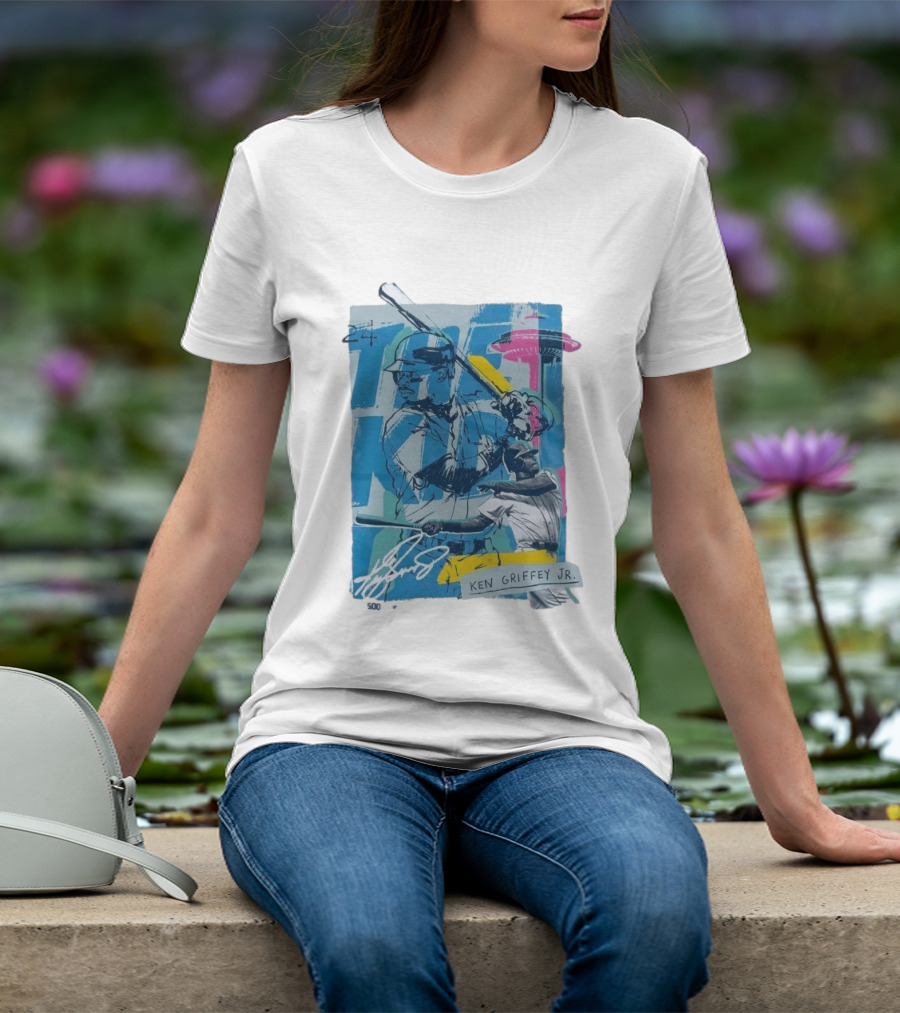 Ken Griffey Jr The Kid Baseball Legend Number 24 Seattle Skyline T-Shirt