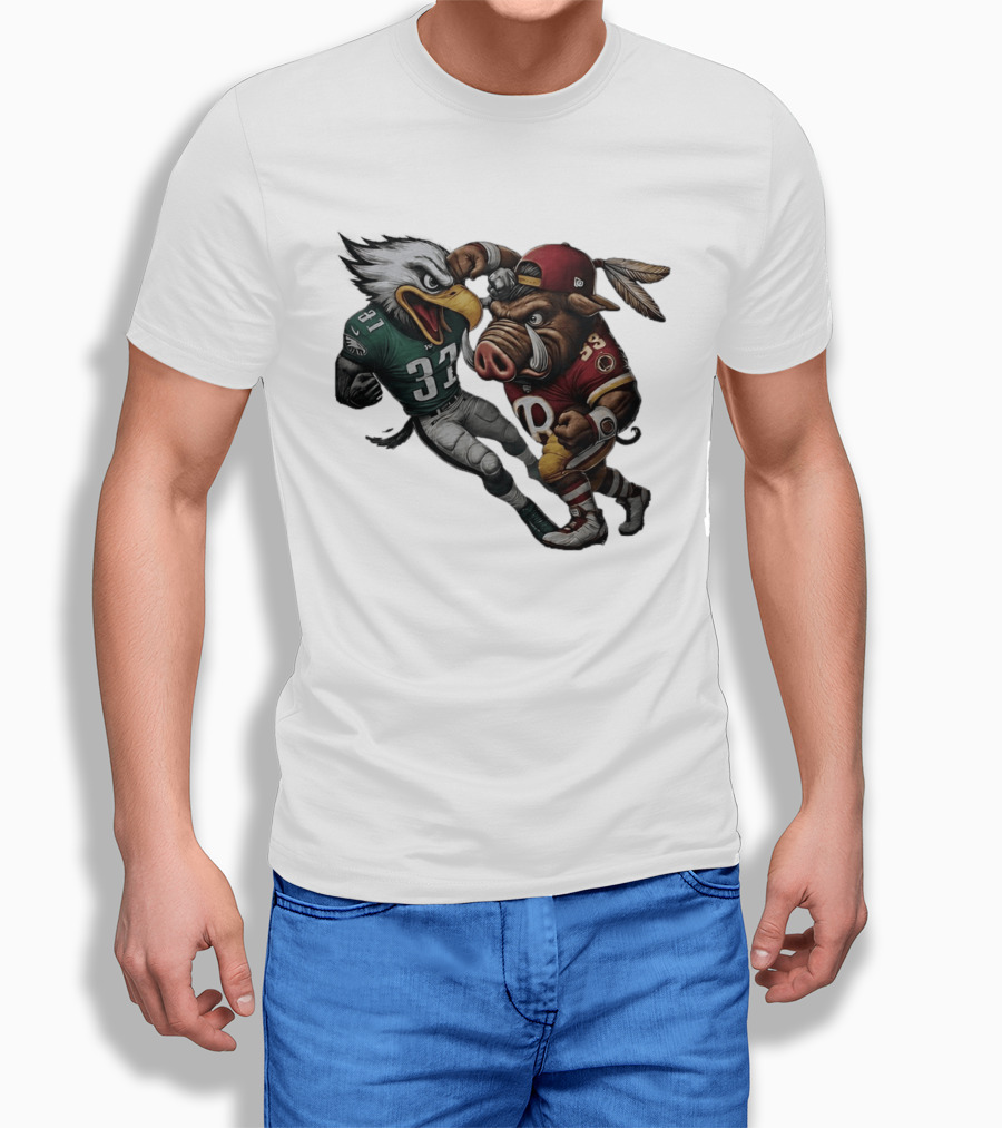 Eagles Versus Redskins Fight Cartoon NFL Rivalry T-Shirt