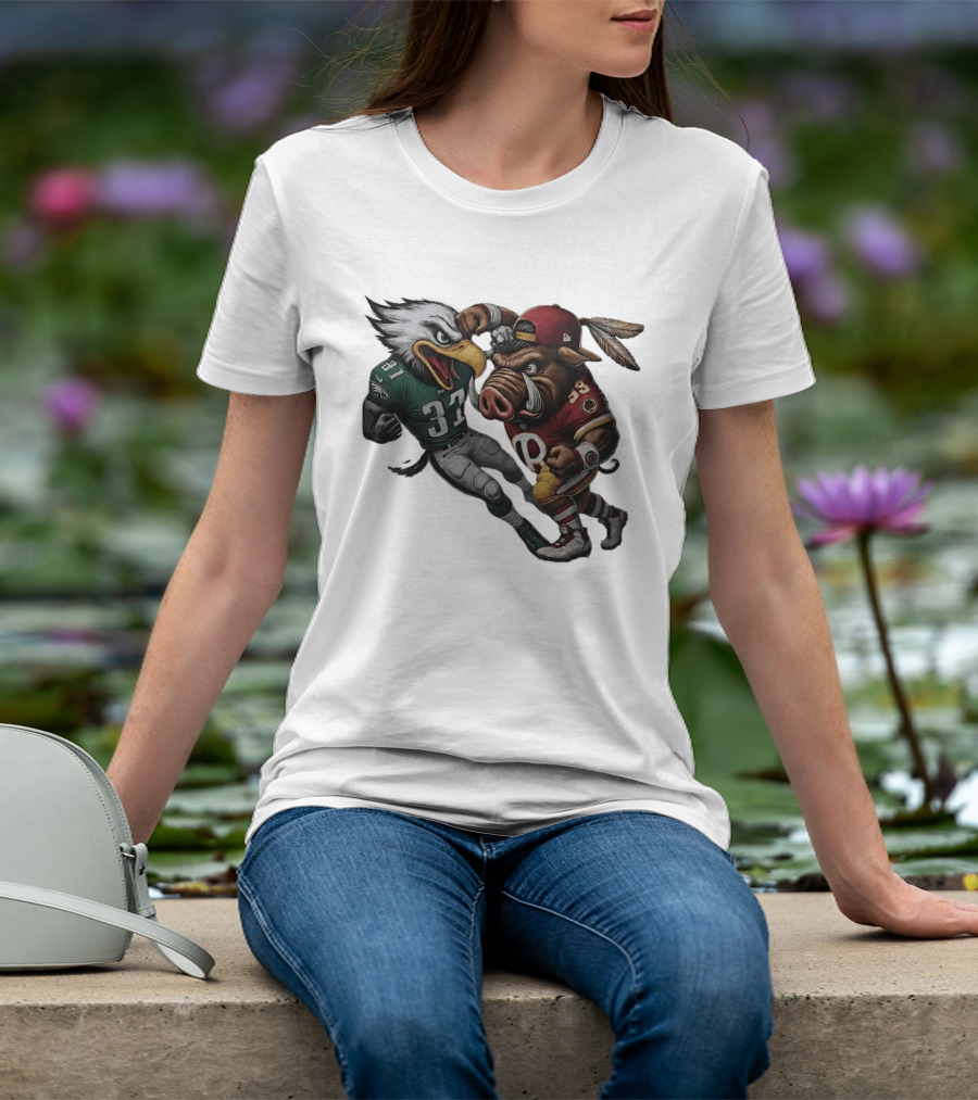 Eagles Versus Redskins Fight Cartoon NFL Rivalry T-Shirt