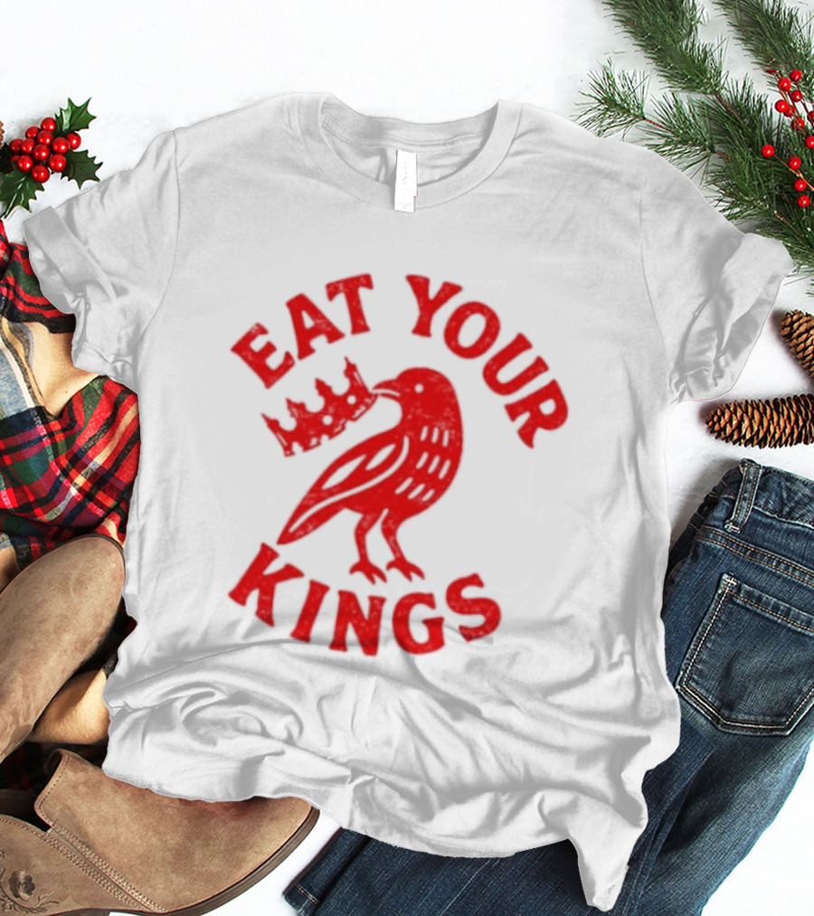 Eat Your Kings Raven With Crown Gothic Crow T-Shirt