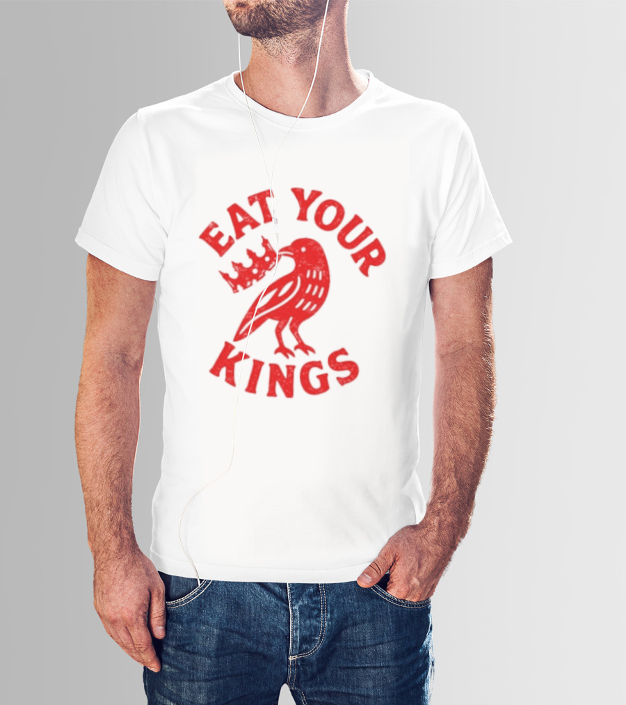 Eat Your Kings Raven With Crown Gothic Crow T-Shirt
