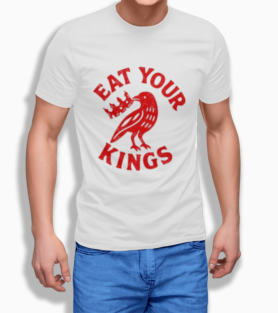 Eat Your Kings Raven With Crown Gothic Crow T-Shirt