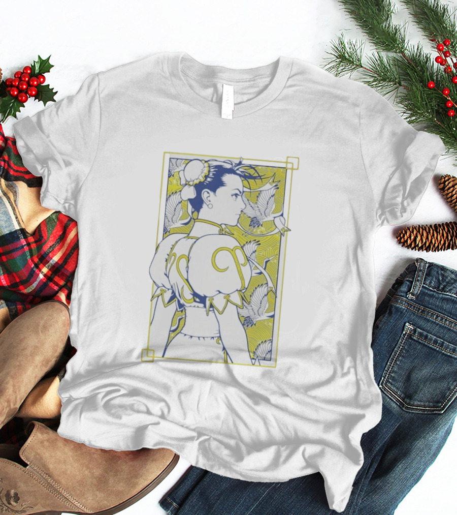 Shinkiro Metallic Chun Li Cranes And Peonies T-Shirt