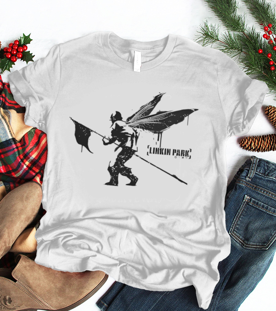 Linkin Park Hybrid Theory Soldier Dragonfly Wings Holding Flag T-Shirt