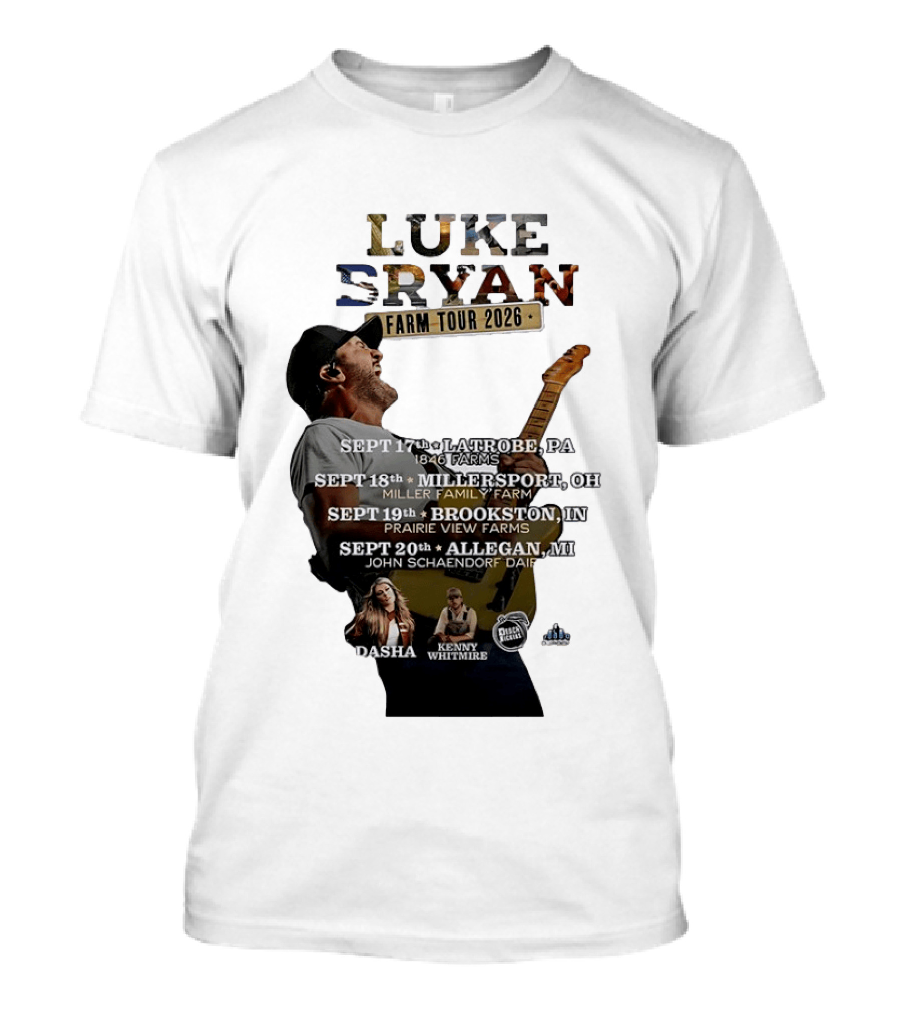Luke Bryan Farm Tour 2026 Latrobe Millersport Brookston Allegan Dasha Kenny Whitmire T-Shirt