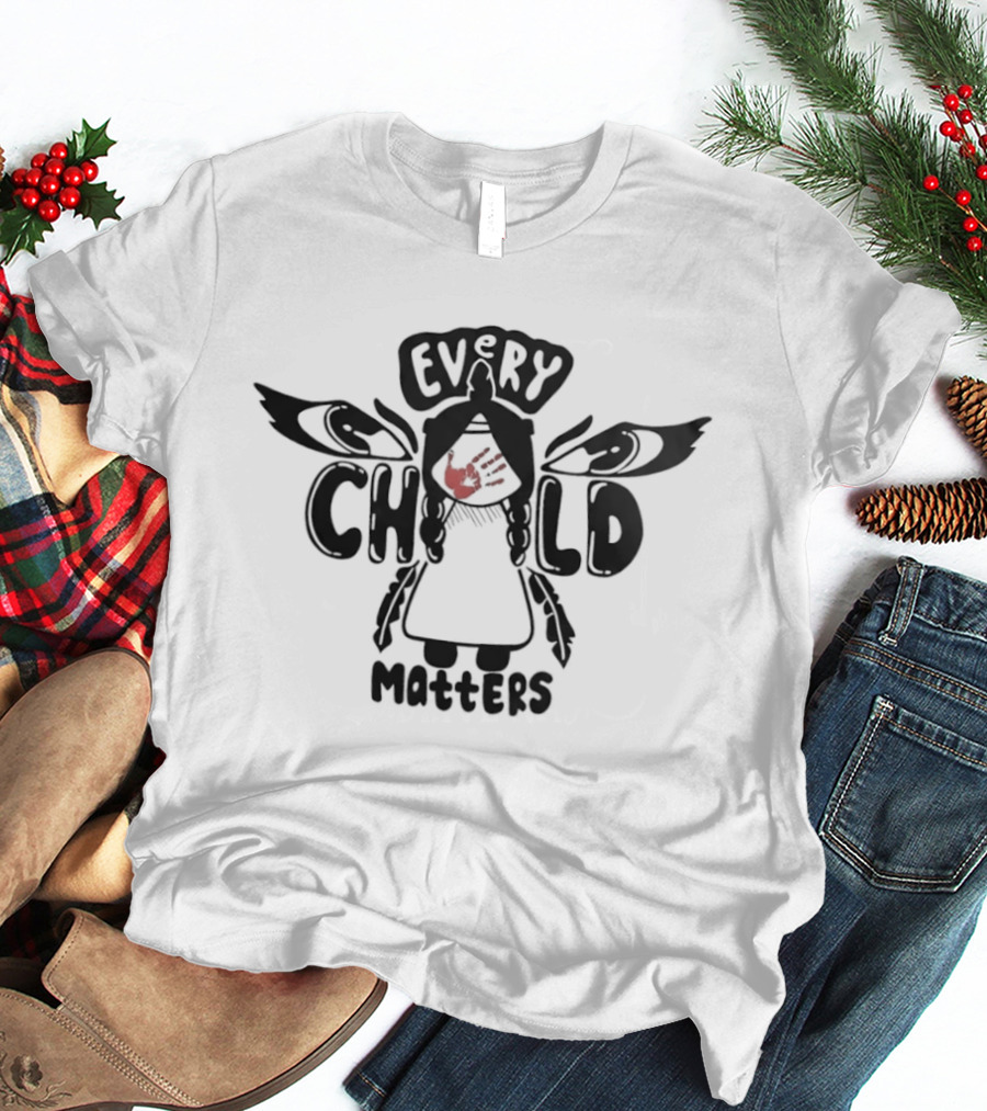 Every Child Matters Indigenous Awareness Red Handprint Wings T-Shirt