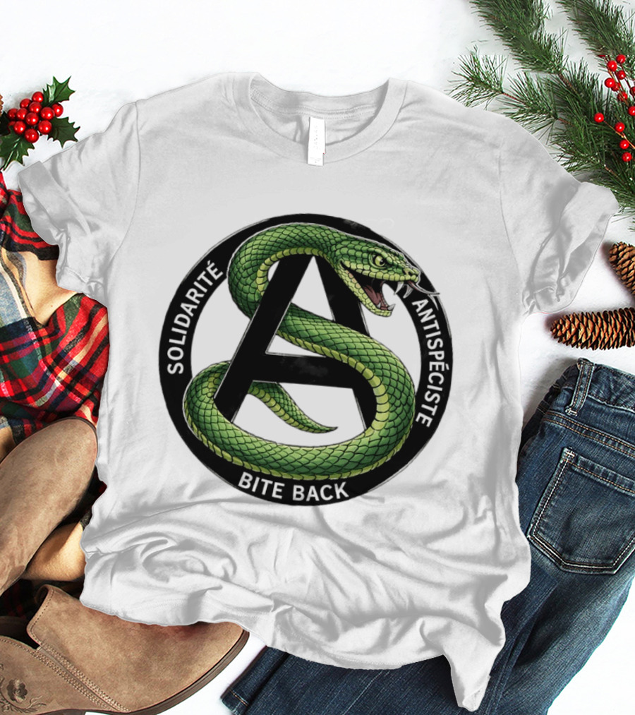 Solidarite Antispeciste Bite Back Anarchist Snake T-Shirt