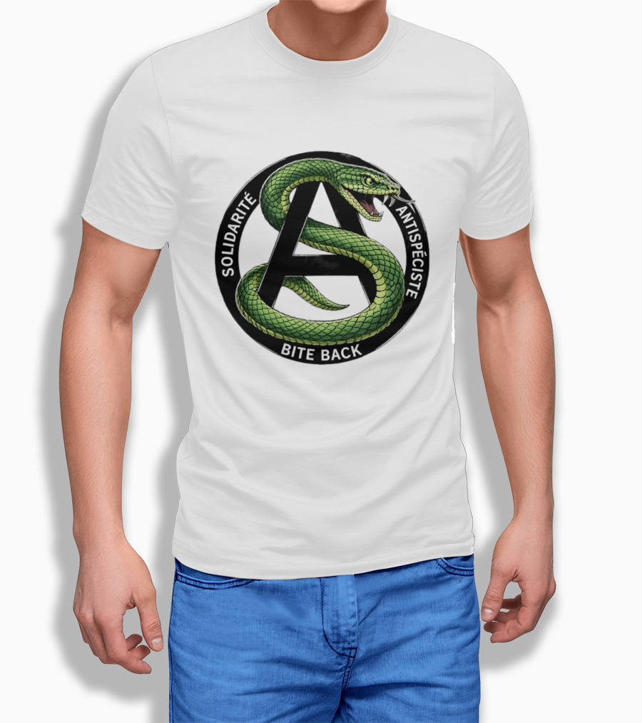 Solidarite Antispeciste Bite Back Anarchist Snake T-Shirt