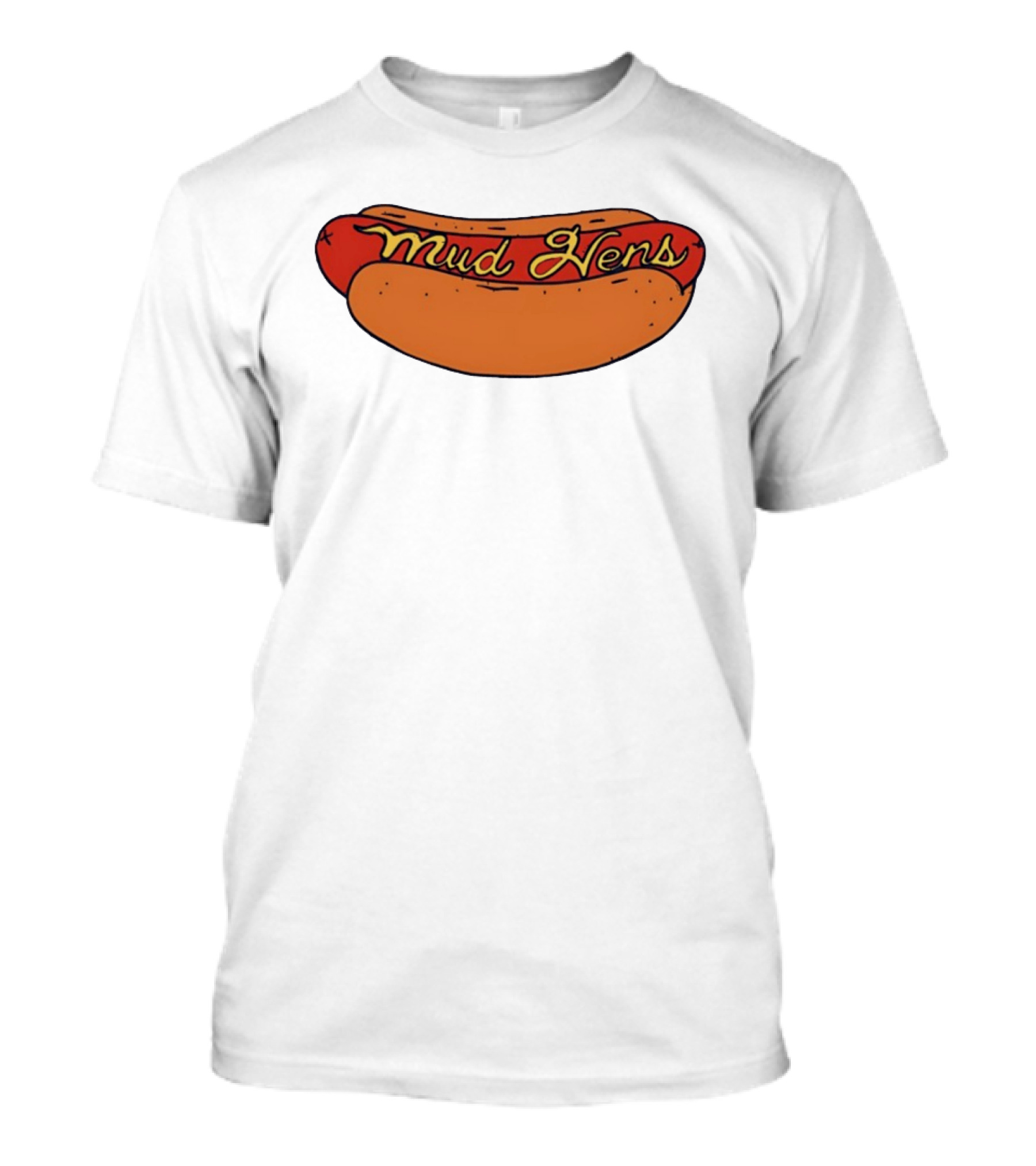 Mud Hens Cursive Lettering Footlong Hot Dog Baseball Team T-Shirt