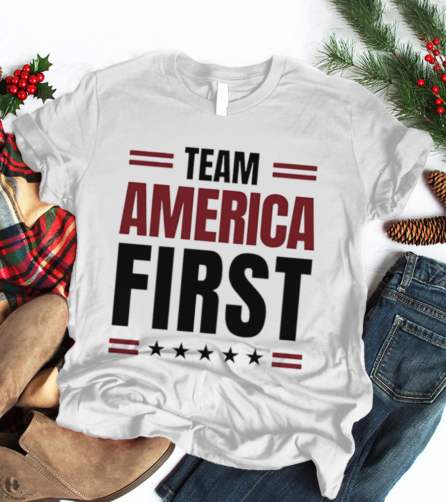 Team America First Patriotic USA Stars Stripes T-Shirt