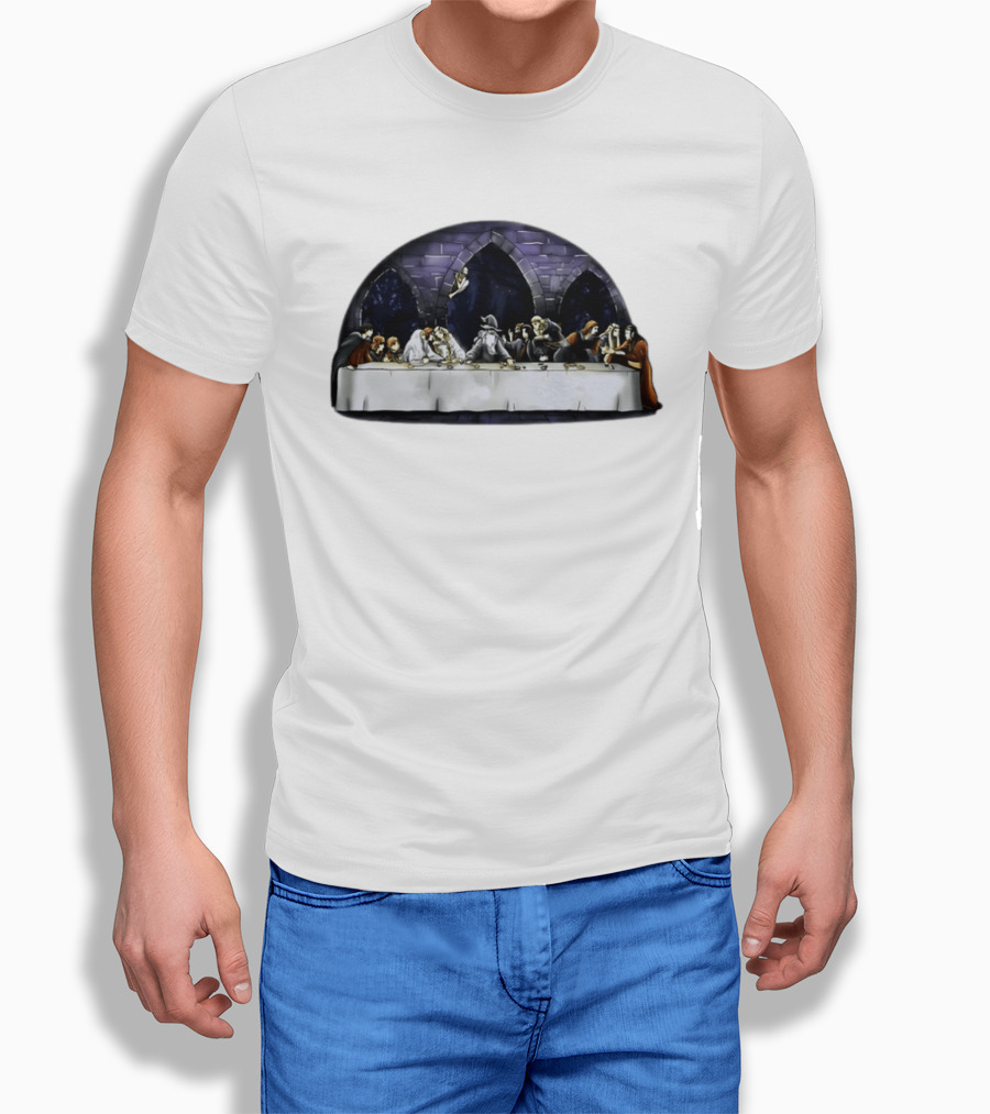 The Last Supper Wizard Hobbits Fellowship Characters Gandalf Table Scene T-Shirt