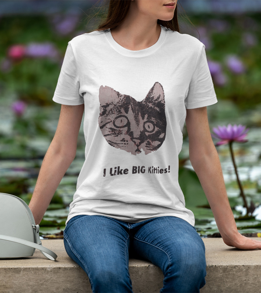 I Like Big Kitties Cat Lover Feline Enthusiast Funny Display T-Shirt
