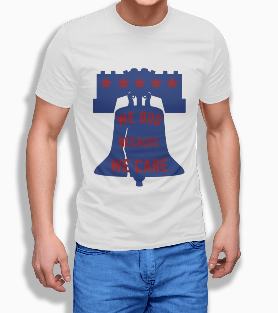 Phillies Liberty Bell We Boo Because We Care Stars Red Blue T-Shirt
