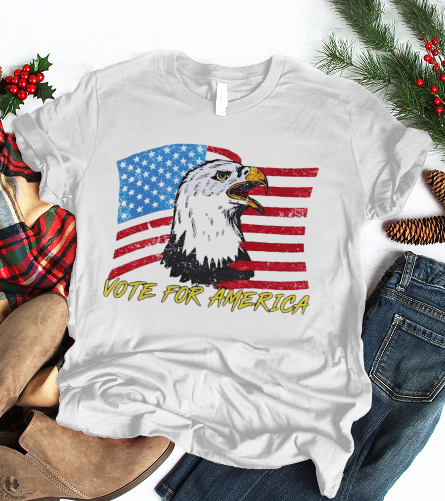 Vote For America Bald Eagle American Flag Stars And Stripes T-Shirt