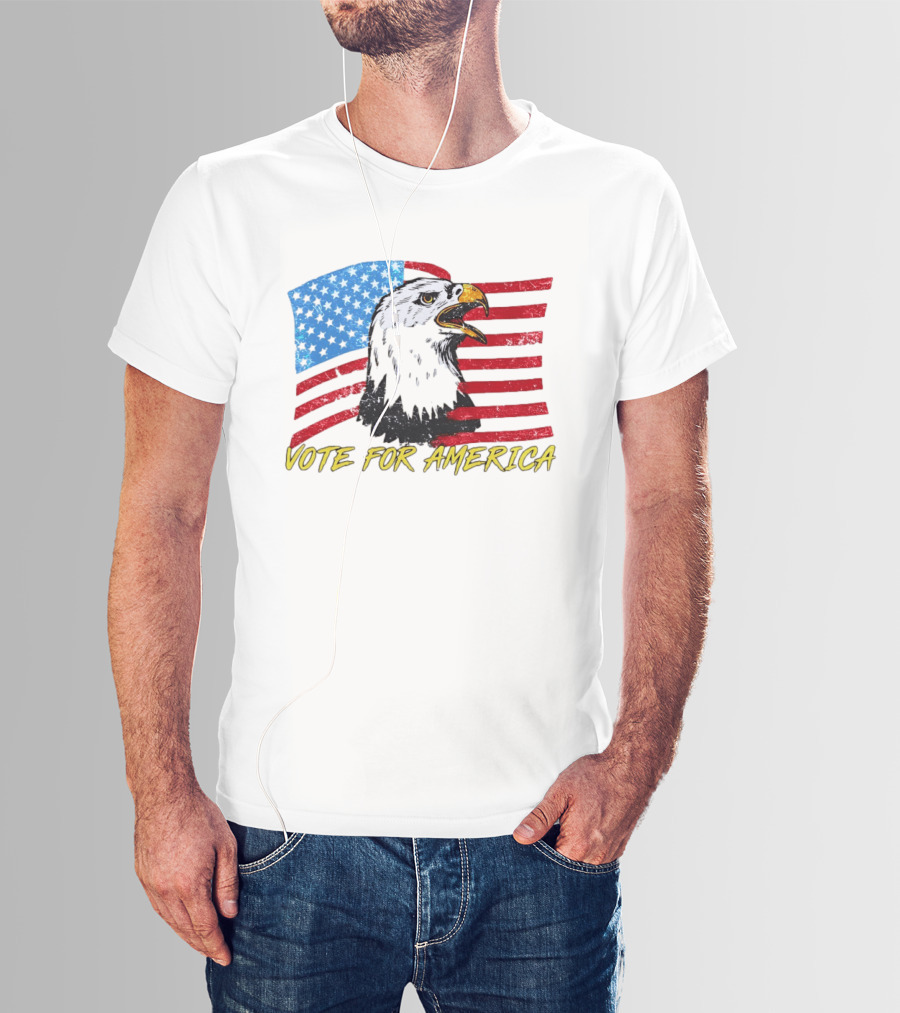 Vote For America Bald Eagle American Flag Stars And Stripes T-Shirt
