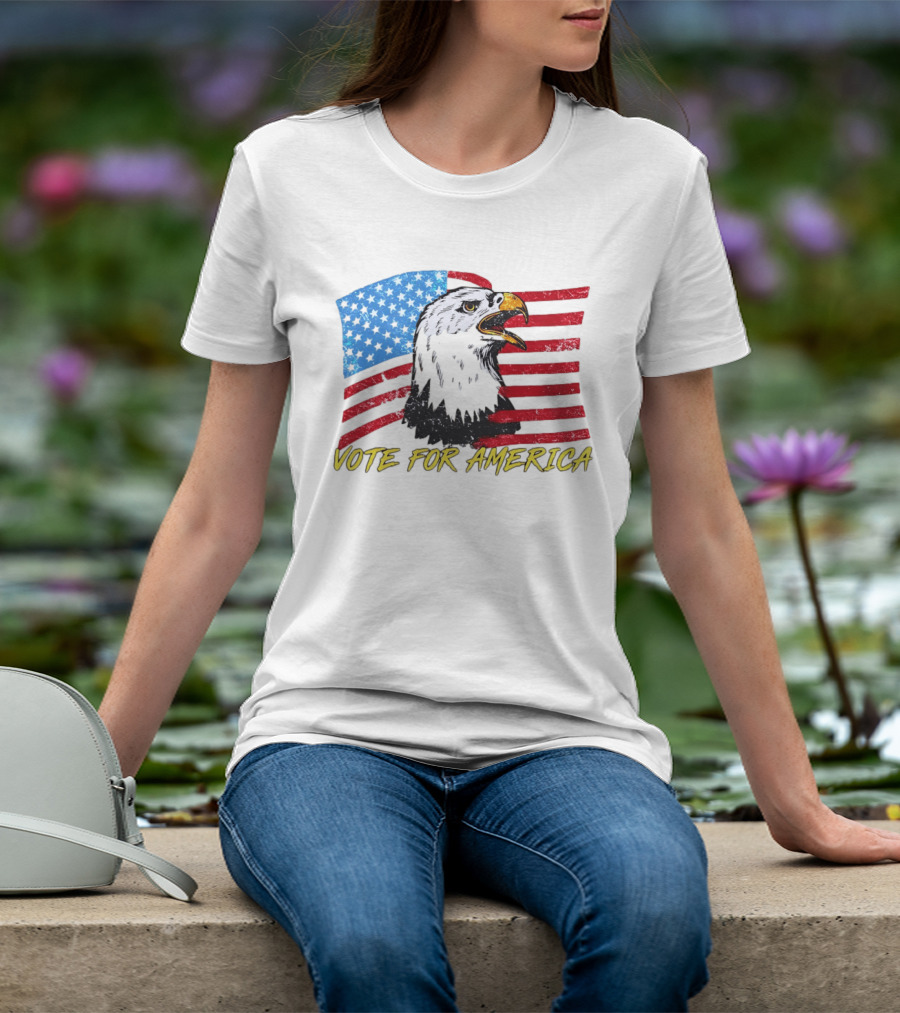 Vote For America Bald Eagle American Flag Stars And Stripes T-Shirt