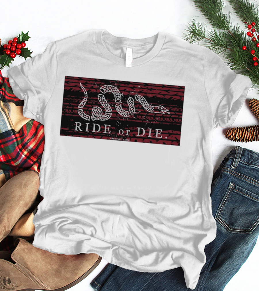 Ride Or Die Coiled Snake Tire Tread Grunt T-Shirt