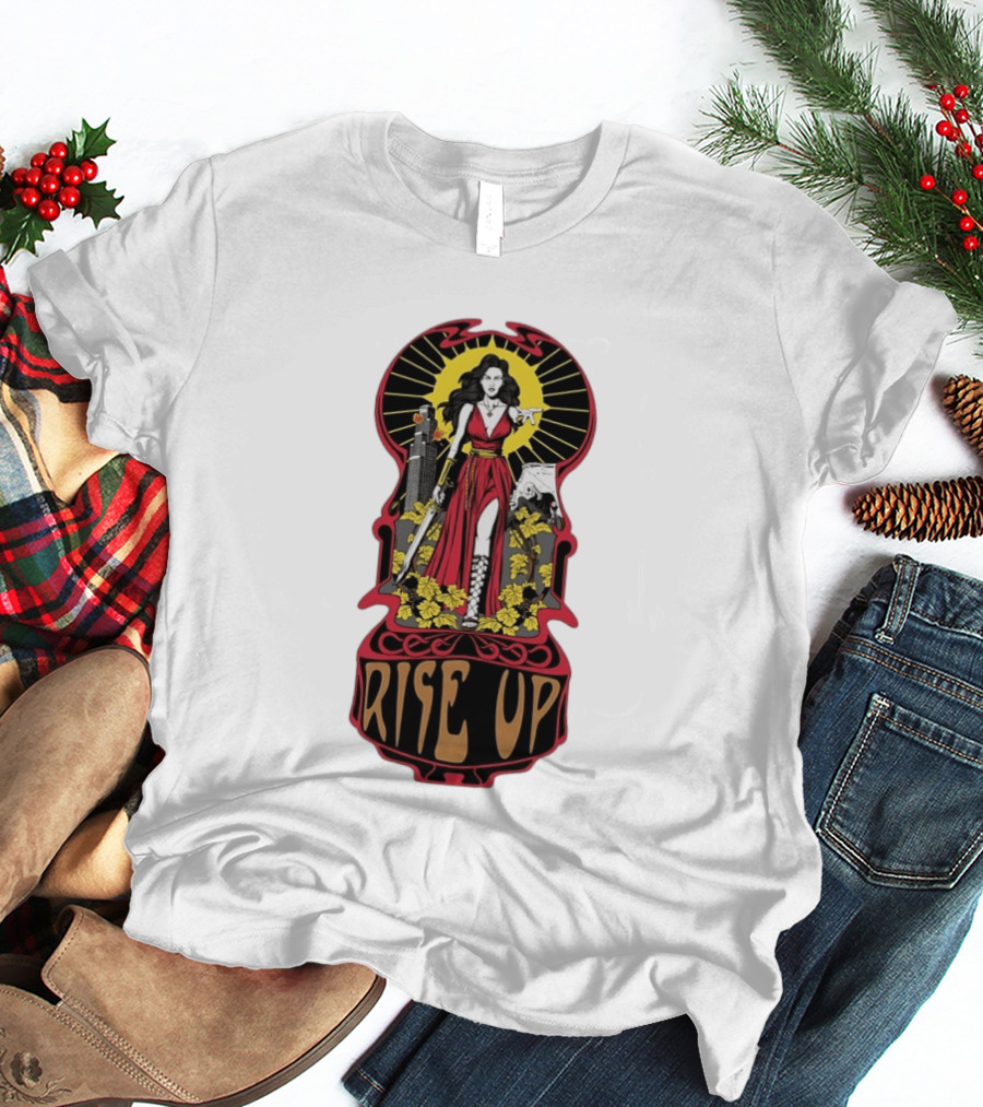 Rise Up Empowerment Resistance Activism Art Deco Warrior Woman T-Shirt