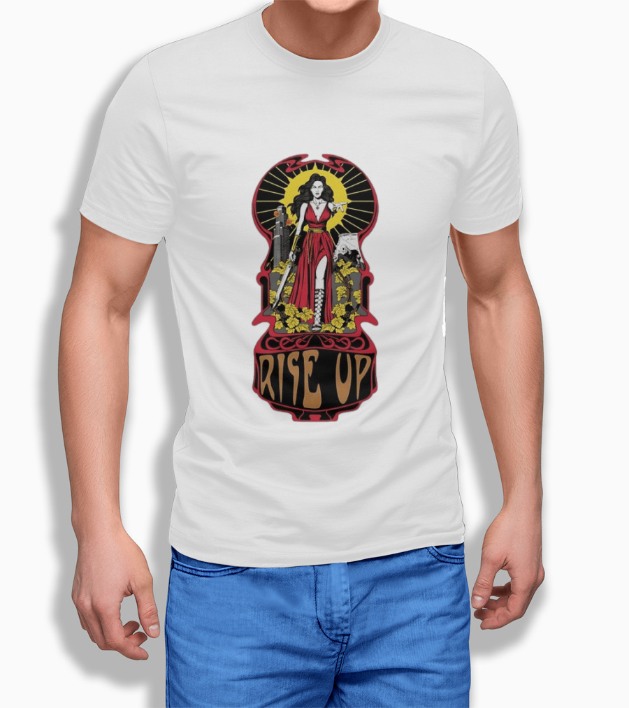 Rise Up Empowerment Resistance Activism Art Deco Warrior Woman T-Shirt