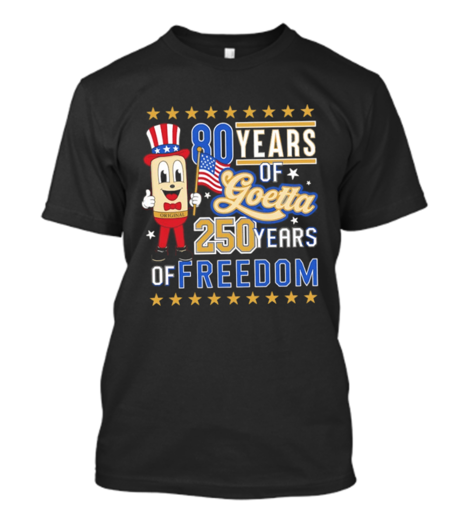 80 Years Of Goetta 250 Years Of Freedom Uncle Sam Bear Holding American Flag T-Shirt