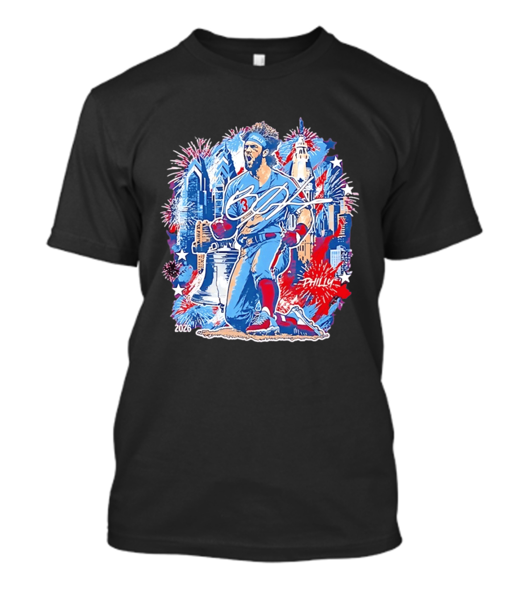 Bryce Harper Philly 2026 Liberty Bell Fireworks Celebration T-Shirt