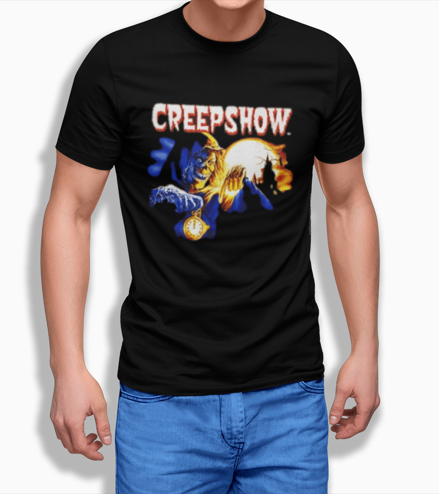 Creepshow Skeleton Holding Pocket With Horror Movie T-Shirt