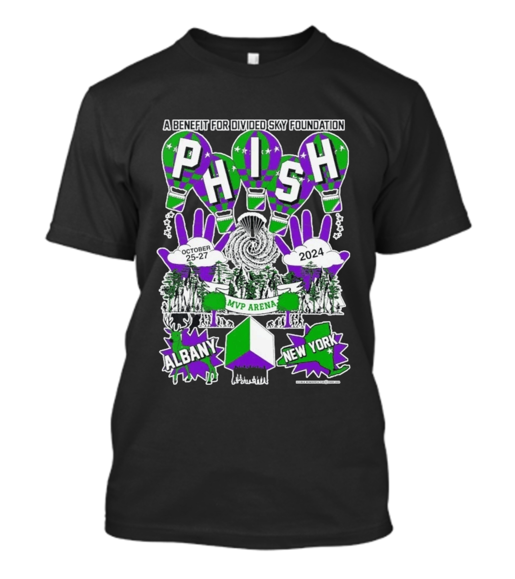 Phish MVP Arena Albany New York October 25 27 2024 Divided Sky Foundation Benefit T-Shirt