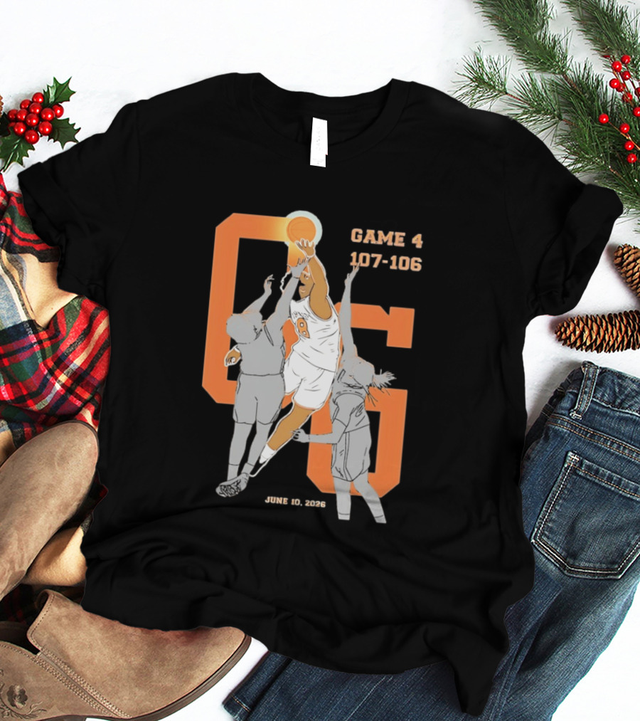Game 4 107 106 June 10 2026 Basketball Player Dunk Action T-Shirt